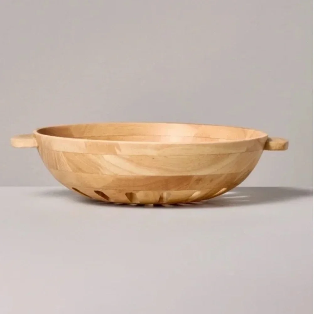 NWT Hearth & Hand with Magnolia 42oz Wooden Harvest Bowl Natural